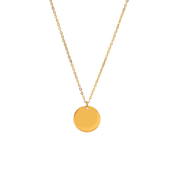Wholesale Women's Simple Geometric Stainless Steel Gold Electroplated Coin Wafer Clavicle Necklace