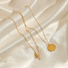 Wholesale Women's Simple Geometric Stainless Steel Gold Electroplated Coin Wafer Clavicle Necklace