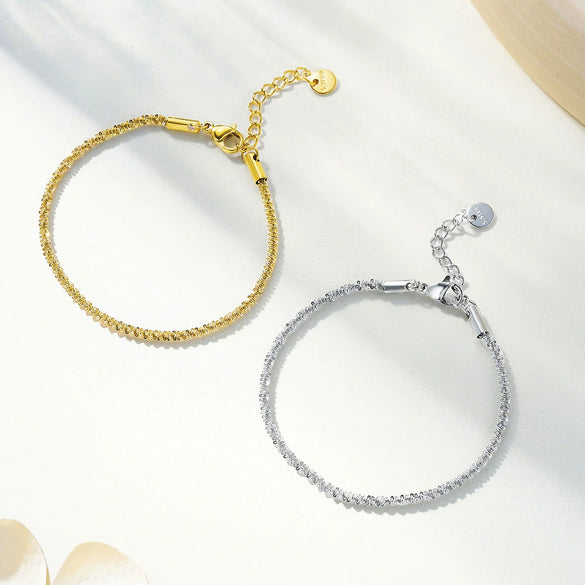 Wholesale Women's Simple Geometric Stainless Steel 14K Gold Electroplated Chain Bracelet