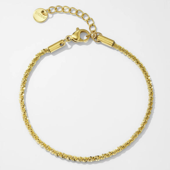 Wholesale Women's Simple Geometric Stainless Steel 14K Gold Electroplated Chain Bracelet