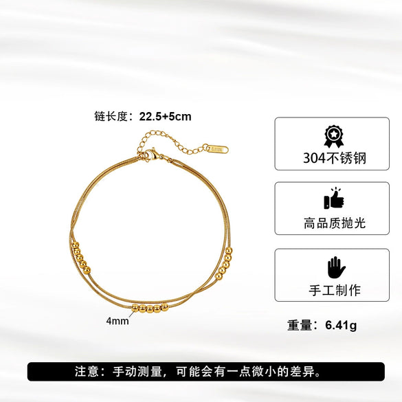 Wholesale Women's Simple Geometric Stainless Steel 18K Gold Plated Foot Rings