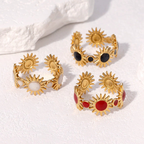 Wholesale Women's Simple Geometric Stainless Steel Open Ring 18K Gold Electroplated