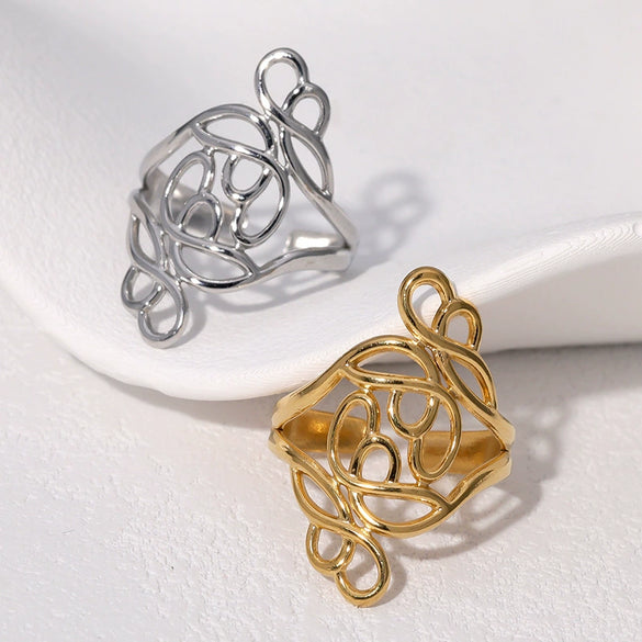 Wholesale Women's Simple Geometric Stainless Steel Open Ring With Electroplating Hand Jewelry