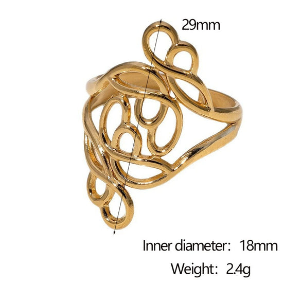 Wholesale Women's Simple Geometric Stainless Steel Open Ring With Electroplating Hand Jewelry
