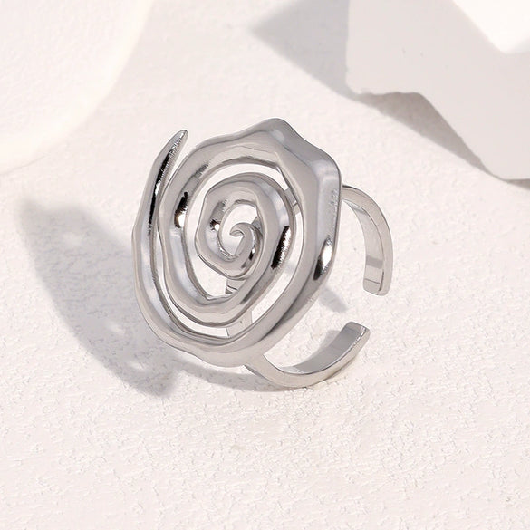 Wholesale Women's Simple Geometric Stainless Steel Open Ring With Electroplating
