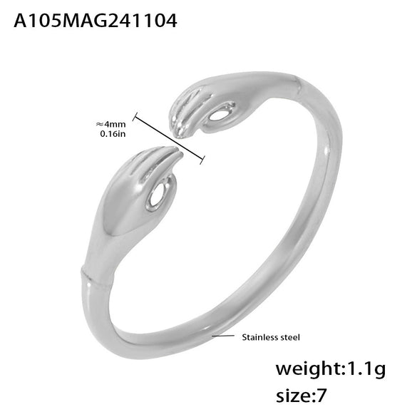 Wholesale Women's Simple Geometric Stainless Steel Opening Adjustable Finger Ring Pvd Gold Plated