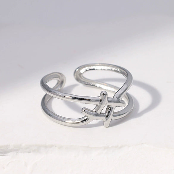 Wholesale Women's Simple Geometric Stainless Steel Opening Ring With Electroplating Treatment