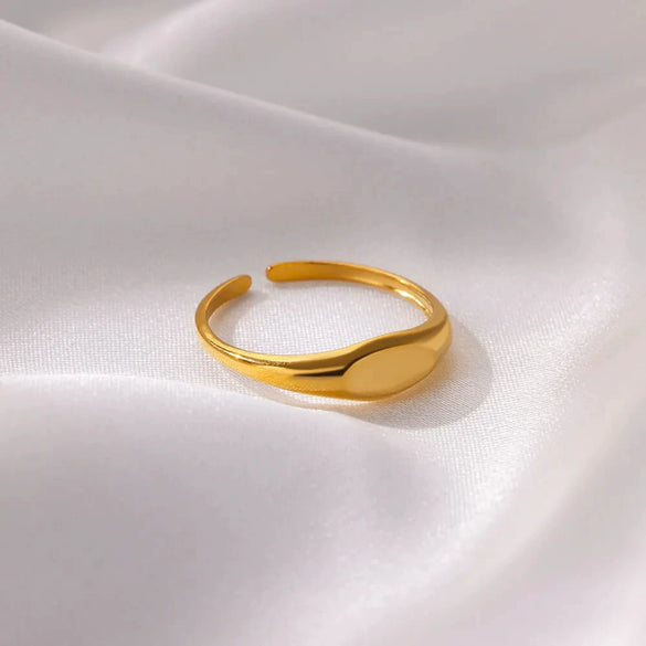 Wholesale Women's Simple Geometric Stainless Steel Ring 18K Gold Plated
