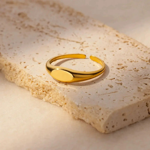 Wholesale Women's Simple Geometric Stainless Steel Ring 18K Gold Plated