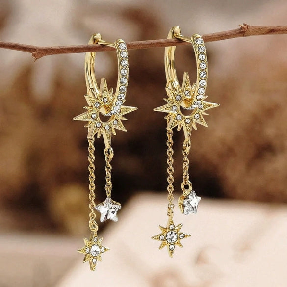 Wholesale Women's Simple Geometric Star Copper Electroplated Earrings