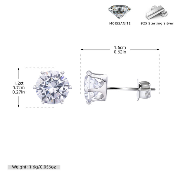 Wholesale Women's Simple Geometric 925 Sterling Silver Earrings With Sixclaw Inlaid Zircon And Electroplating