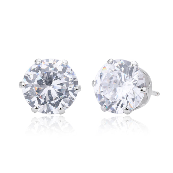 Wholesale Women's Simple Geometric 925 Sterling Silver Earrings With Sixclaw Inlaid Zircon And Electroplating