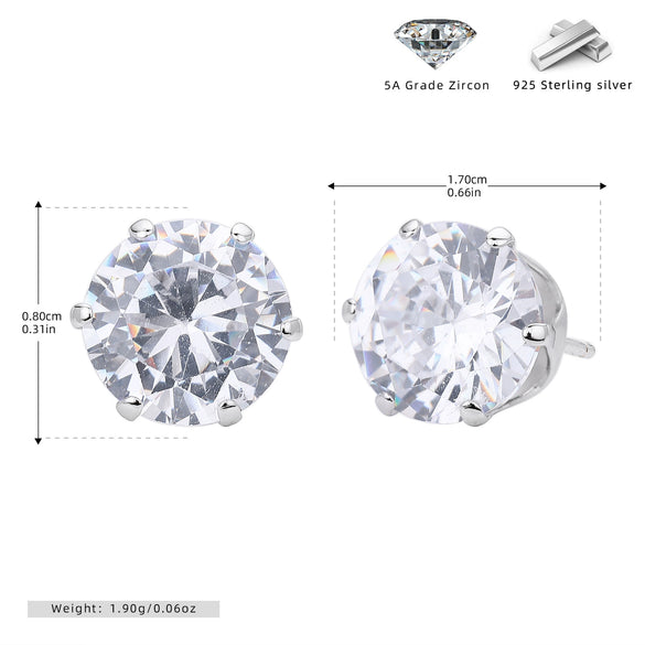 Wholesale Women's Simple Geometric 925 Sterling Silver Earrings With Sixclaw Inlaid Zircon And Electroplating