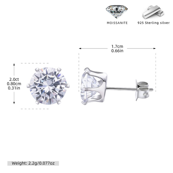 Wholesale Women's Simple Geometric 925 Sterling Silver Earrings With Sixclaw Inlaid Zircon And Electroplating
