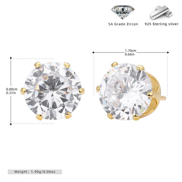 Wholesale Women's Simple Geometric 925 Sterling Silver Earrings With Sixclaw Inlaid Zircon And Electroplating