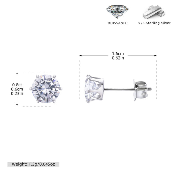 Wholesale Women's Simple Geometric 925 Sterling Silver Earrings With Sixclaw Inlaid Zircon And Electroplating