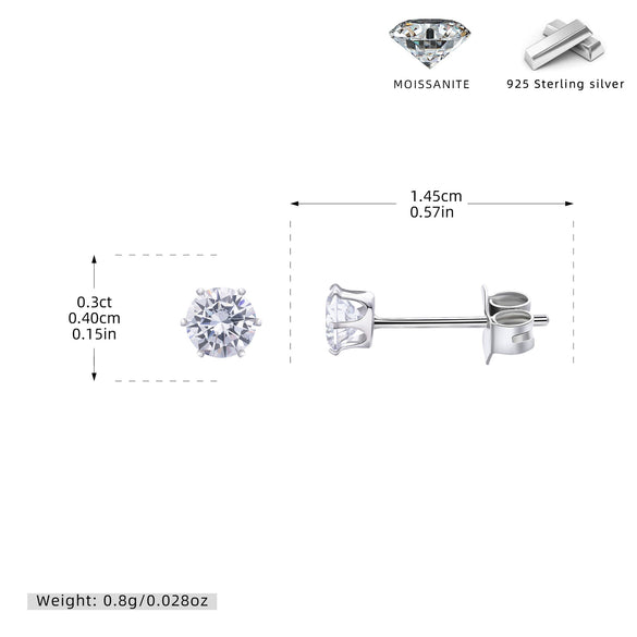 Wholesale Women's Simple Geometric 925 Sterling Silver Earrings With Sixclaw Inlaid Zircon And Electroplating