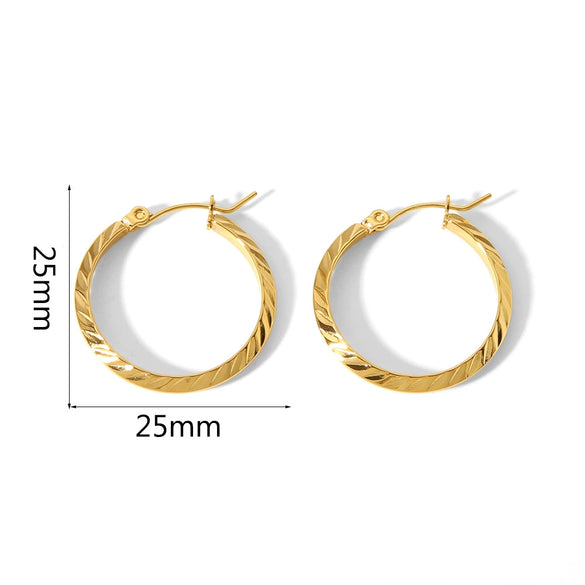 Wholesale Women's Simple Geometric Stripe Stainless Steel 18K Gold Plated Earrings