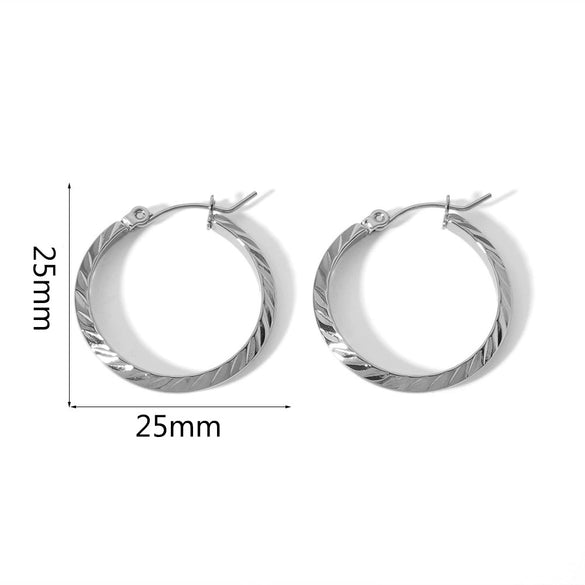 Wholesale Women's Simple Geometric Stripe Stainless Steel 18K Gold Plated Earrings