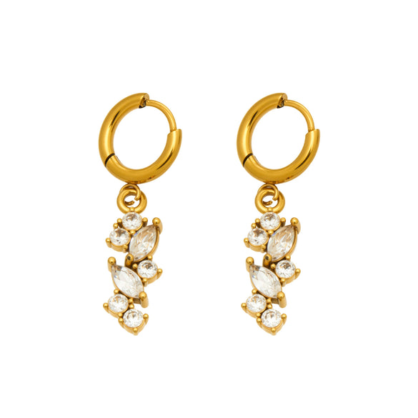 Wholesale Women's Simple Geometric Tassel Zircon Earrings Stainless Steel 18K Gold Plated Jewelry