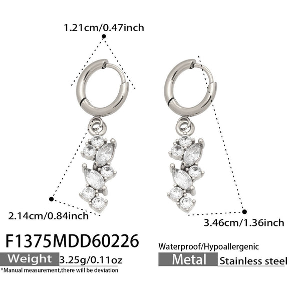 Wholesale Women's Simple Geometric Tassel Zircon Earrings Stainless Steel 18K Gold Plated Jewelry