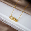 Wholesale Women's Simple Geometric Titanium Steel And Copper Necklace With Mixed Gem Inlay And Electroplating Ochain Style