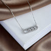 Wholesale Women's Simple Geometric Titanium Steel And Copper Necklace With Mixed Gem Inlay And Electroplating Ochain Style