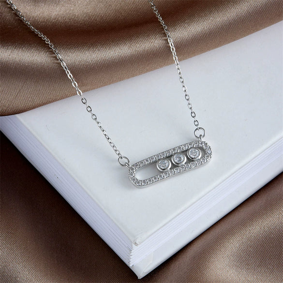 Wholesale Women's Simple Geometric Titanium Steel And Copper Necklace With Mixed Gem Inlay And Electroplating Ochain Style