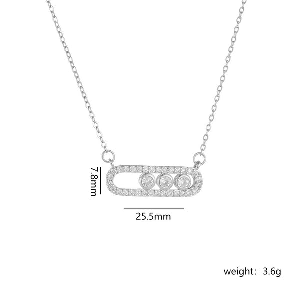 Wholesale Women's Simple Geometric Titanium Steel And Copper Necklace With Mixed Gem Inlay And Electroplating Ochain Style