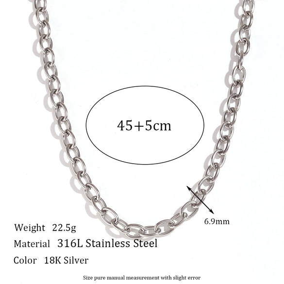 Wholesale Women's Simple Geometric Titanium Steel And Stainless Steel Chain Necklace With Electroplating