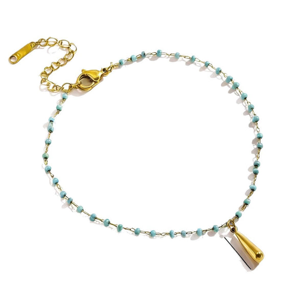 Wholesale Women's Simple Geometric Titanium Steel Beaded Anklet Jewelry