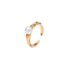 Wholesale Women's Simple Geometric Titanium Steel Electroplated Pearl Open Ring