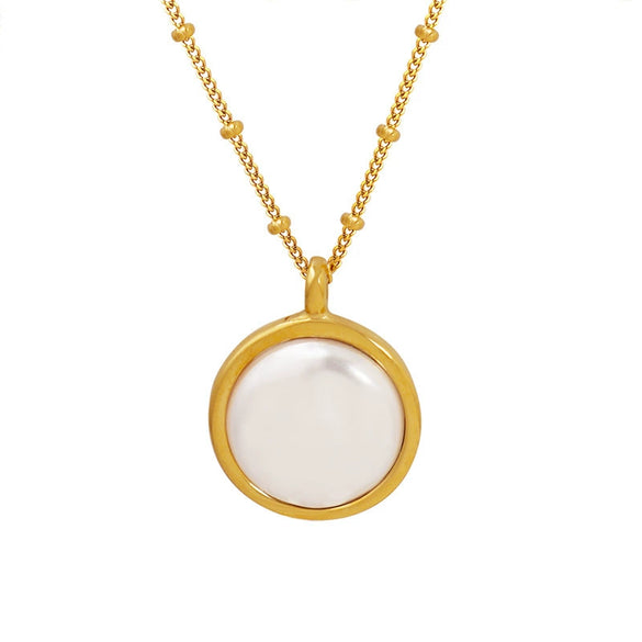 Wholesale Women's Simple Geometric Titanium Steel Electroplated Pendant Necklace With Bead Chain