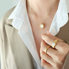 Wholesale Women's Simple Geometric Titanium Steel Electroplated Pendant Necklace With Bead Chain