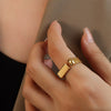 Wholesale Women's Simple Geometric Titanium Steel 18K Gold Electroplated Open Ring Without Fading