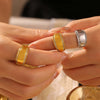 Wholesale Women's Simple Geometric Titanium Steel 18K Gold Plated Diamond Ring Hand Jewelry