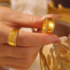 Wholesale Women's Simple Geometric Titanium Steel 18K Gold Plated Diamond Ring Hand Jewelry