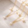 Wholesale Women's Simple Geometric Titanium Steel 18K Gold Plated Freshwater Pearl Clavicle Necklace