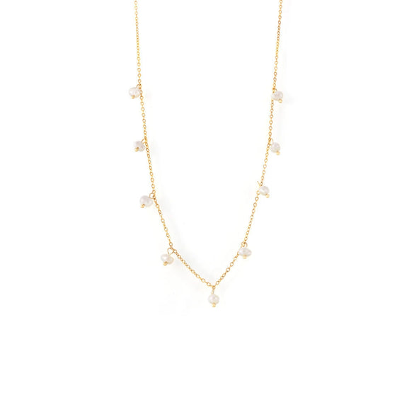 Wholesale Women's Simple Geometric Titanium Steel 18K Gold Plated Freshwater Pearl Clavicle Necklace