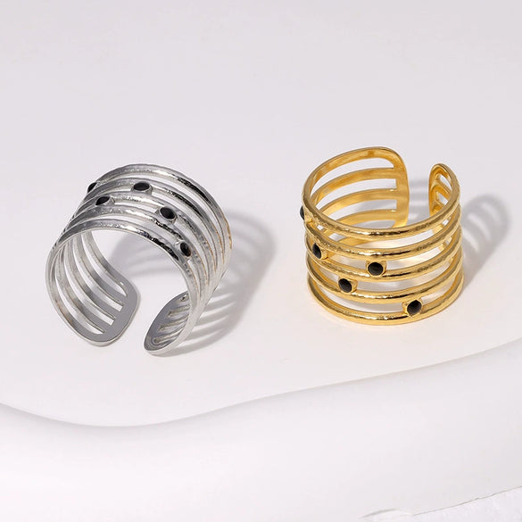 Wholesale Women's Simple Geometric Titanium Steel Open Ring With Electroplating Treatment