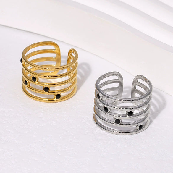 Wholesale Women's Simple Geometric Titanium Steel Open Ring With Electroplating Treatment