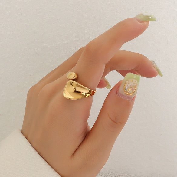 Wholesale Women's Simple Geometric 316L Stainless Steel Ring With Electroplating