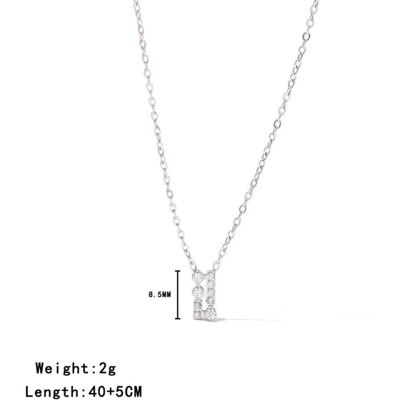 Wholesale Women's Simple Geometric Titanium Steel Square Pendant Necklace With 16K Gold Electroplated And Zircon Inlaid O Word Chain