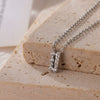 Wholesale Women's Simple Geometric Titanium Steel Square Pendant Necklace With 16K Gold Electroplated And Zircon Inlaid O Word Chain