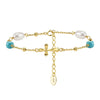 Wholesale Women's Simple Geometric Turquoise Freshwater Pearl Silver Electroplated Bracelet
