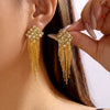 Wholesale Women's Simple Geometric Ushaped Alloy Steel Electroplated Rhinestone Colorful Tassel Earrings