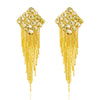 Wholesale Women's Simple Geometric Ushaped Alloy Steel Electroplated Rhinestone Colorful Tassel Earrings