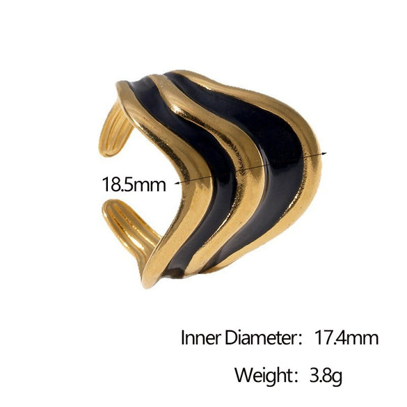 Wholesale Women's Simple Geometric Ushaped 18K Goldplated Stainless Steel Open Ring Jewelry