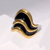 Wholesale Women's Simple Geometric Ushaped 18K Goldplated Stainless Steel Open Ring Jewelry