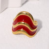 Wholesale Women's Simple Geometric Ushaped 18K Goldplated Stainless Steel Open Ring Jewelry
